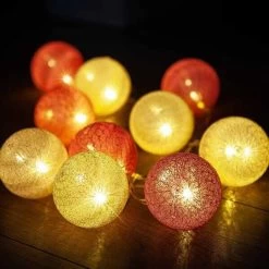 Lichtslinger Cotton Balls 8 Cm - Wit/roos -Perfecte Tuin 1615192388 3 600