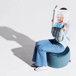 Poef Fatboy® Point Recycled Velvet Indoor - Ø50 X 35 Cm Petrolblauw -Perfecte Tuin poef fatboy point velvet petrolblauw 1614882401 3 600