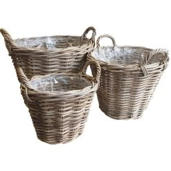 Rieten Manden - Set Van 3 Stuks