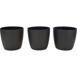 Set Bloempot Ella Ø 7 Cm - Mat Antraciet - Set Van 3 Stuks